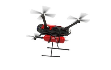 Drone Firefighter with Fire Extinguisher on a transparent background, PNG file