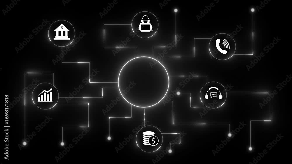 Poster digital network connecting finance banking growth customer service communication technology. digital