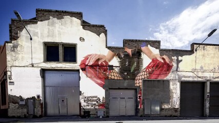 factory and industrial complex with female dancer