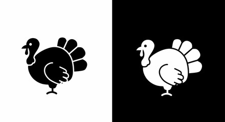 Black and White Turkey Silhouette Thanksgiving Illustration Holiday Season Vector