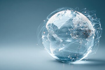 Fototapeta premium Digital planet Earth with futuristic technology and communication lines.
