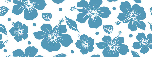 Hibiscus Hawaiin Shirt. Exotic Beachwear Hawaii Flower Pattern. Summer Seamless Tiki Luau Aloha Party Vector Print. Surf Vintage Tropical Tropical Silhouettes. Vibrant Creative Beach Tropic Design.
