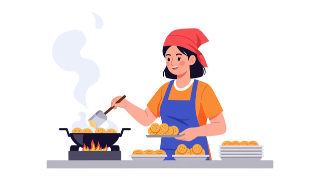 Culinary Artisan: A skilled culinary artist skillfully prepares and presents a delicious dish in a vibrant illustration, representing the art of cooking and the joy of culinary