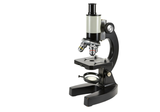Compound Monocular Microscope Detailed View of Laboratory Equipment isolated on transparent background