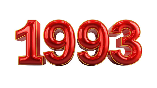 1993 Red and Gold 3D Number Design