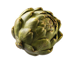 Obraz premium Close-up of a single artichoke head, vibrant green, showing intricate leaf patterns