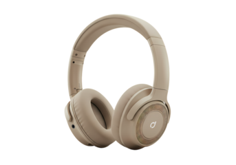 Beige OverEar Headphones Stylish Audio Accessory isolated on transparent background