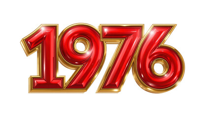1976 Red and Gold 3D Number Design