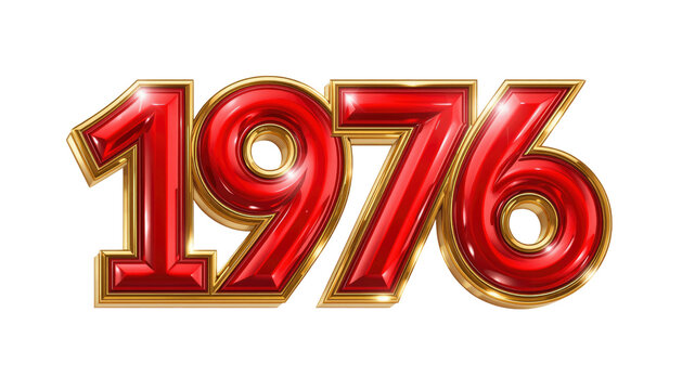 1976 Red and Gold 3D Number Design