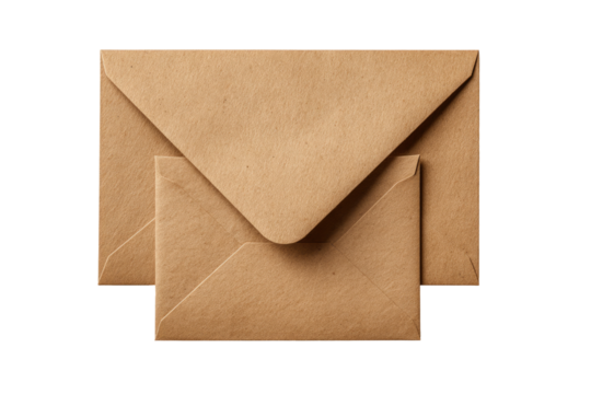 Two light brown kraft envelopes, one larger than the other, layered