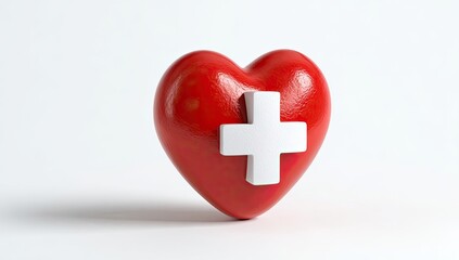 Obraz premium Red heart with white plus sign