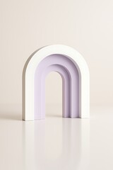 Minimalist archway with pastel purple hues and reflective surface
