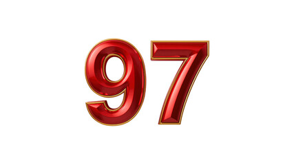Shiny Red and Gold Number 97 Anniversary, Celebration, or Countdown Graphic