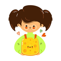 Cute cartoon girl with a cheesy apron