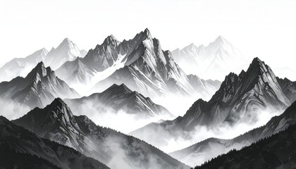 Monochromatic mountain range