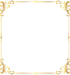 Obraz premium Elegant golden border frame PNG with transparent background, luxury decorative rectangle outline for invitation, wedding card, certificate, poster, banner, and digital design projects