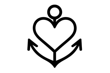 Vector Illustration of Heart Shaped Anchor Symbol