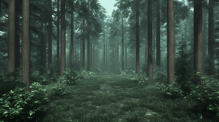 Obraz premium Enigmatic Green Forest Path