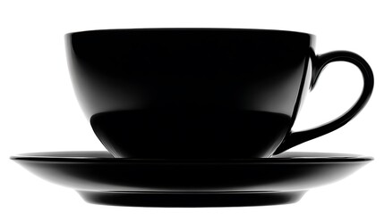Elegant Black Ceramic Coffee Tea Cup and Saucer Set for Modern Kitchen and Dining