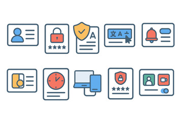 User interface flat icon set. profile, security, settings icons flat collection