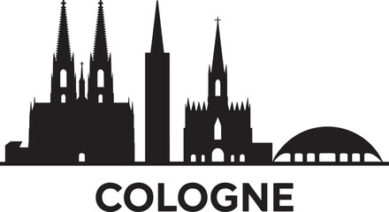 Cologne Cityscape Silhouette Vector Design with Famous Buildings and Landmarks Depiction