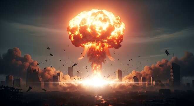 Nuclear Explosion Over Cityscape.