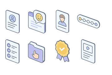 Business and communication flat icon set. network, profile, feedback icons flat collection