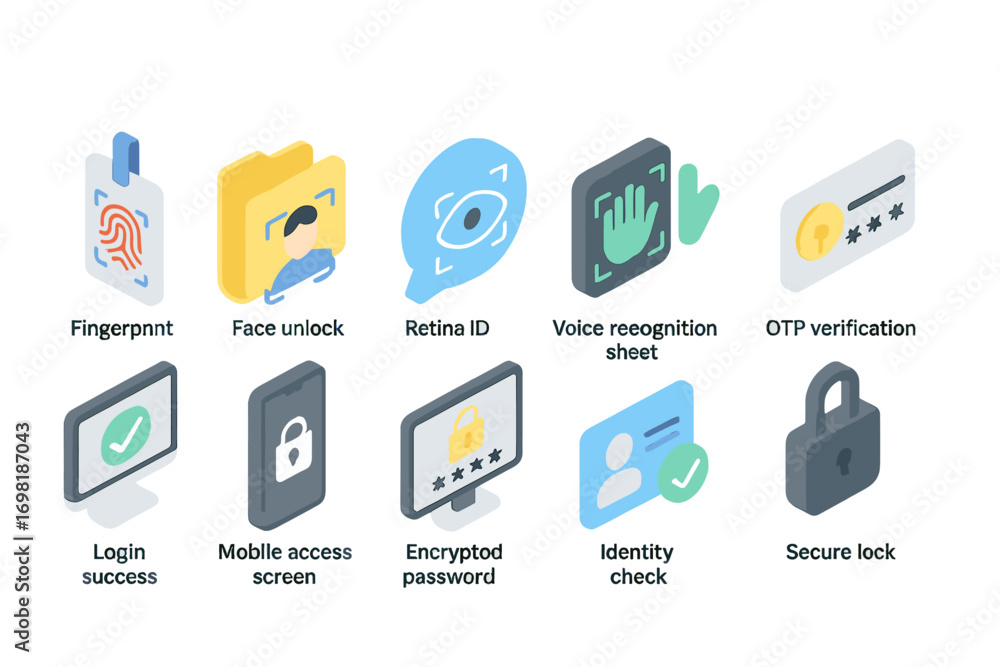 Aufkleber authentication and security outline icon set. verification, password protection collection