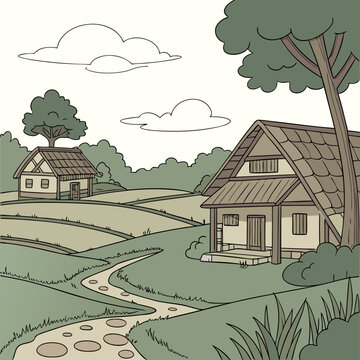 natore village background 2d cartoon background