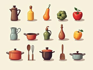 Diverse set of kitchen utensils essential for cooking and food preparation in a modern culinary environment