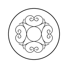 Circular Curl Medallion with Delicate Line Ornament