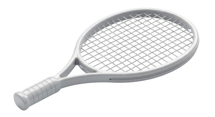 White tennis racket isolated on white background