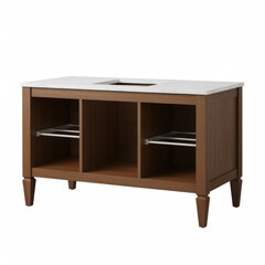 Refined Wood Bathroom Vanity with Marble Countertop Design