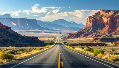 Scenic highway through red rock mountains