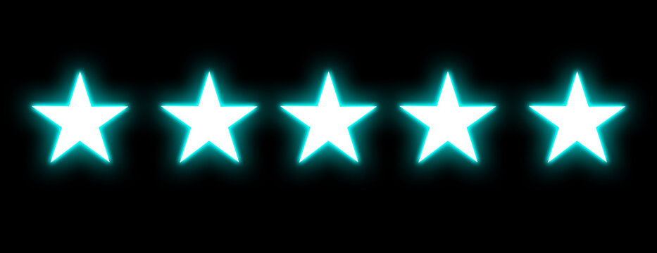 Five star rating glowing neon excellent service review customer satisfaction