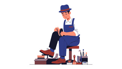 Artisan's Craft: An illustration of a skilled artisan meticulously polishing a shoe, showcasing dedication and craftsmanship.