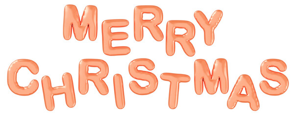 3D画像_風船_MERRY CHRISTMAS_オレンジ