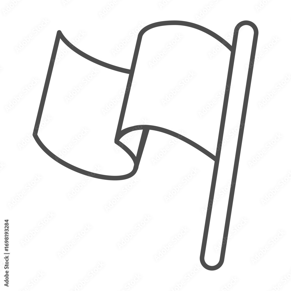 Poster flag of game team fan thin line icon, baseball game concept. vector graphics. expanded flag with win
