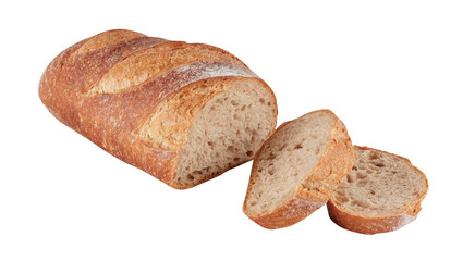 Breakfast baked bread cut out isolated transparent background