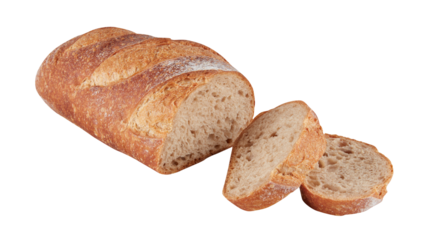 Breakfast baked bread cut out isolated transparent background