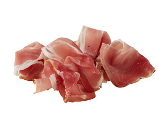 Smoked bacon strips cut out isolated transparent background