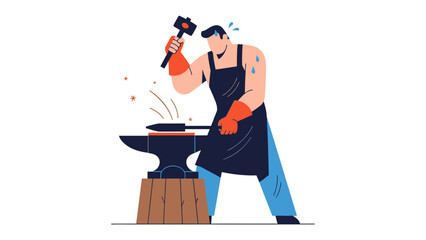 Artisan at Work: An artisan forges metal with skillful precision, showcasing dedication and craftsmanship.