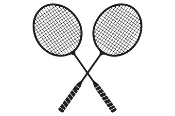 Badminton racket and tennis racket silhouettes sports equipment outline vector illustration
