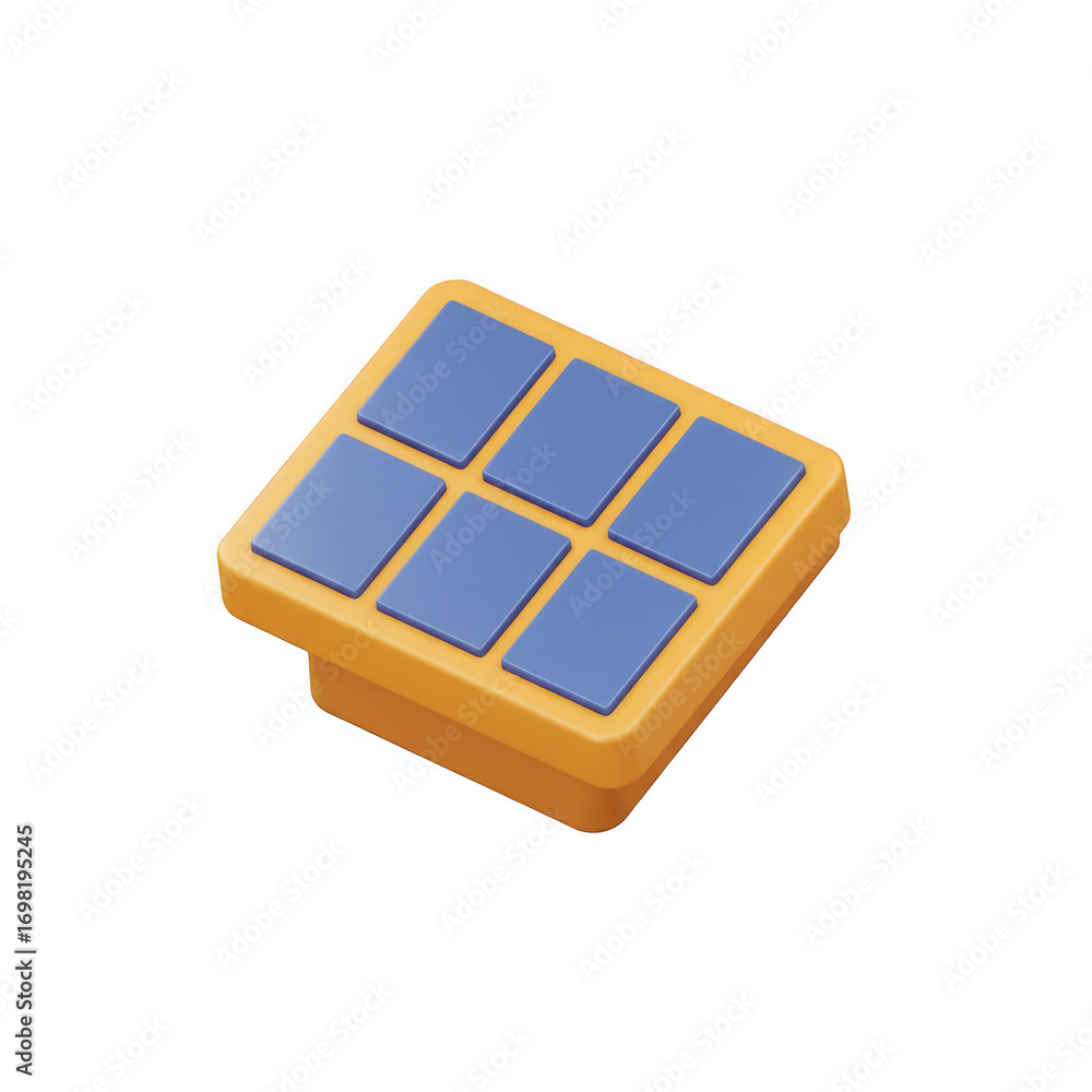 Poster 3d render of a six button pad isolated on transparent background