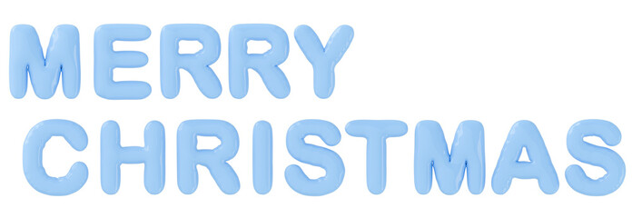 3D画像_風船_MERRY CHRISTMAS_水色