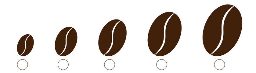 Coffee flavor roast intensity scale infographic with beans illustration vector cafe energy machine grinder powder degree indicator measure top view icon espresso brown background aroma light dark