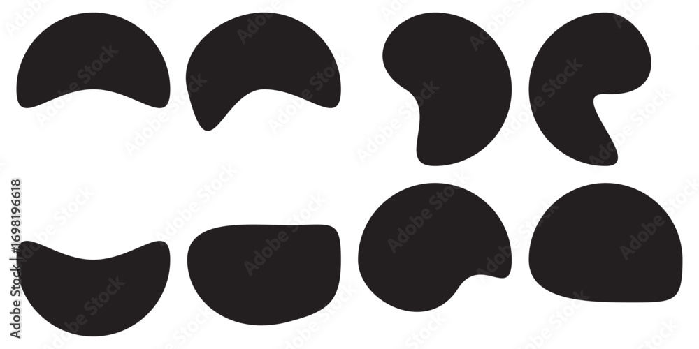 Poster blobs icon. rock black icons. drops or stone silhouettes. vector set of black blobs . organic blob s