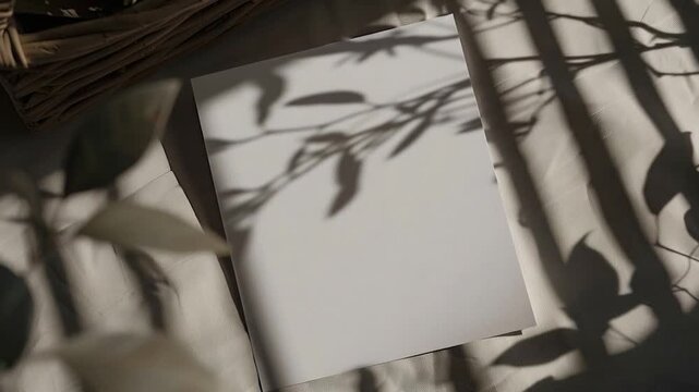 A simple scene with a sheet of paper resting on a table