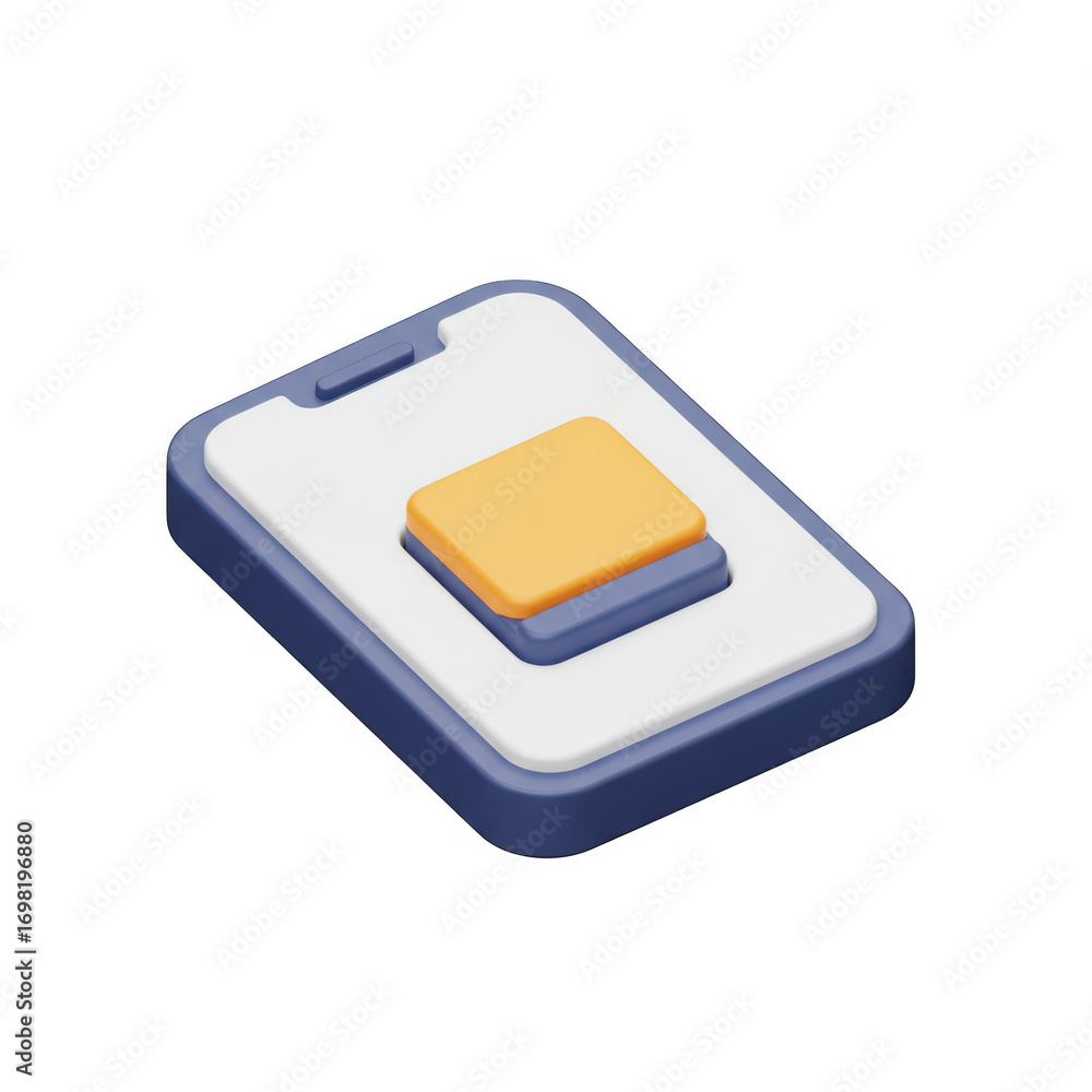 Poster isometric 3d smartphone app icon button isolated on transparent background
