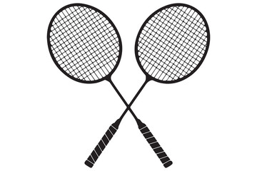 Badminton racket and tennis racket silhouettes sports equipment outline vector illustration
